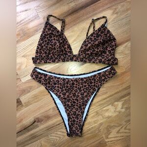 Cheetah print bikini 2 piece. SHEIN. Size XL. NWT. High waisted bottoms/high cut